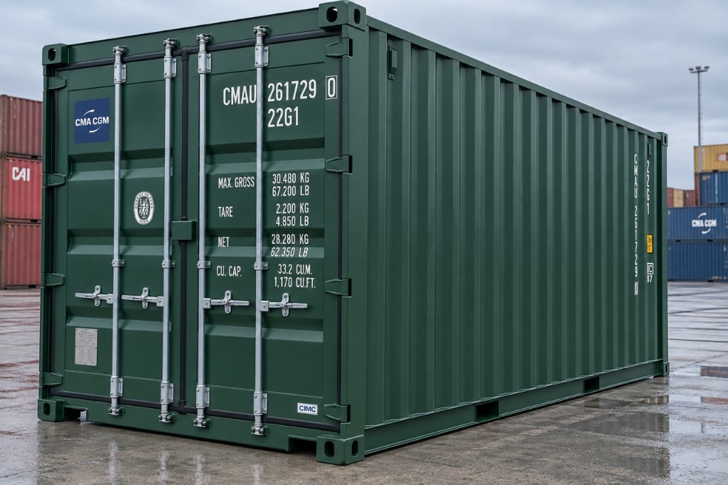 Green 20ft standard new one-trip shipping container