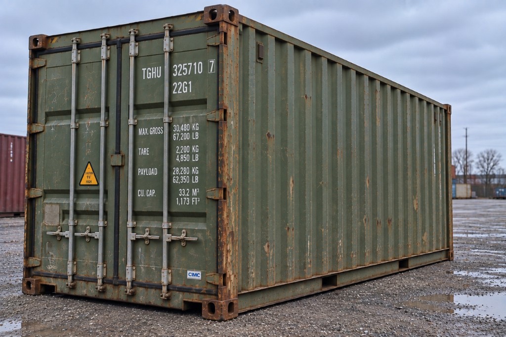 Green 20ft standard used shipping container
