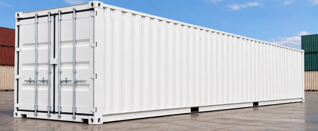 White 40ft high cube new one-trip shipping container